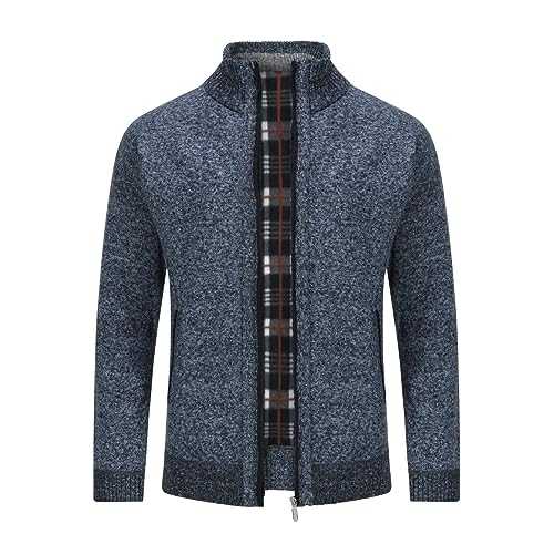 Men's Cardigan Casual Stand Collar Knitwear Sweater Slim Thick Cardigan Sweater Jacket