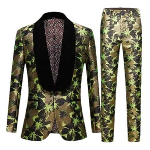 Men Red Jacquard Suit 2 Piece Set Men's Wedding Prom Party Rosette Blazers Jacket and Trousers