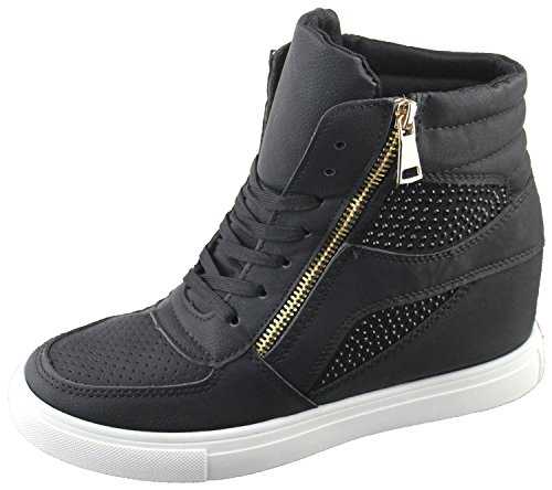 shelikes Womens Trainers Ladies Shoes High Top Sneakers Diamante Wedge Heel Ankle Boots
