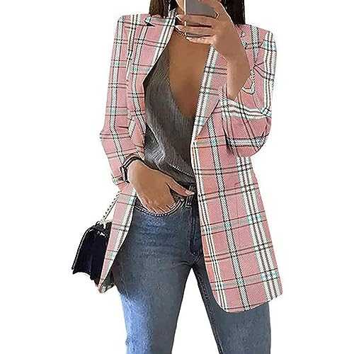 Womens Coat Blazer Outfit for Women High Neck Work Plaid Cardigan Winter Fall Coat 2024 Fashion