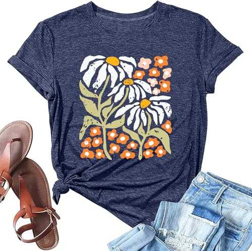 Wildflowers Shirt for Women Boho Vintage Floral T Shirts Inspirational Graphic Tees Summer Casual Tee Tops