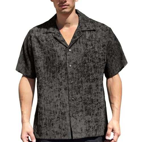 NQyIOS Men Hawaiian Tropical Shirts Casual Short Sleeve Summer Holiday Floral Shirt Regular Fit Tropical Beach Tshirts Button Down Bowling Mexican Embroidered Cuban Wedding Tops Work Wear