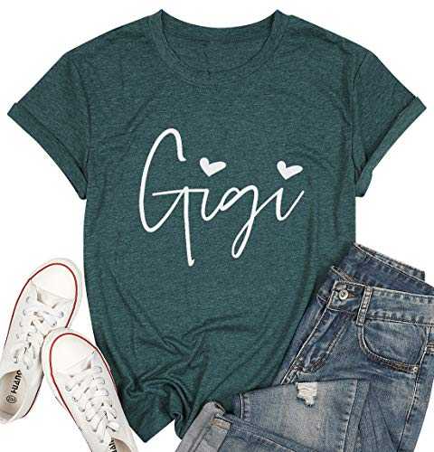 Gigi Shirts for Grandma Women Gigi Heart Graphic Tshirts Tops Letter Printed Short Sleeve Mimi Tees Shirt