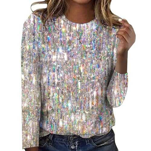 AMDOLE Going Out Tops And Winter Round Necked Casual Irregularly Printed Long Sleeved T Shirt Sweatshirts For Women Uk