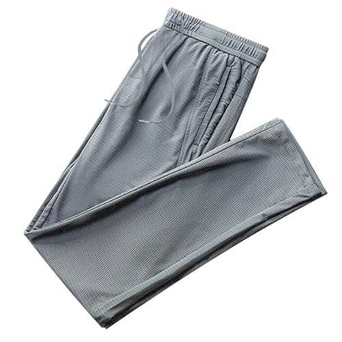 Ice Silk Trousers for Men UK Sale Clearance Casual Joggers Sweatpants Tracksuit Bottoms Sport Athletic Pant Zip Pockets Trousers for Jogging Workout Gym Running Training