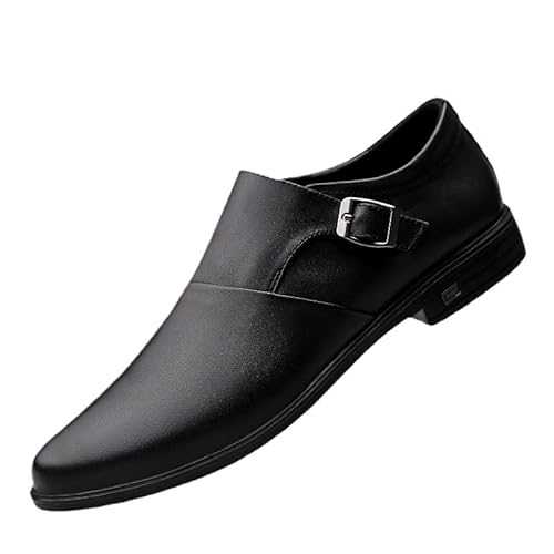 UYTTLHK Dress Oxford for Men Slip On Black Dress Genuine Leather Shoes Slip On Pointed Toe Mens Loafers Single Buckle Casual Business Shoes
