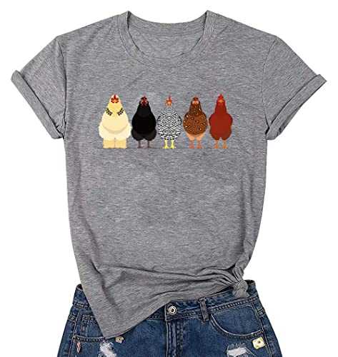 Chicken Tshirt Mom Cute T Shirts Womens Short Sleeves Farm Country Casual Tee Tops