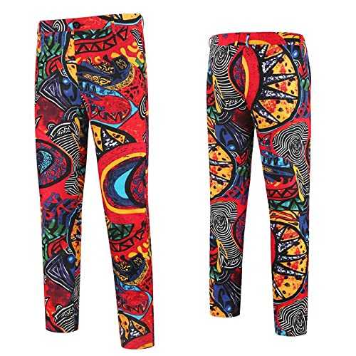 Hesrisy Mens Luxury Dress Pants Casual Slim Floral Print Night Club Suit Trousers Straight Leg Big & Tall Business Sweatpants