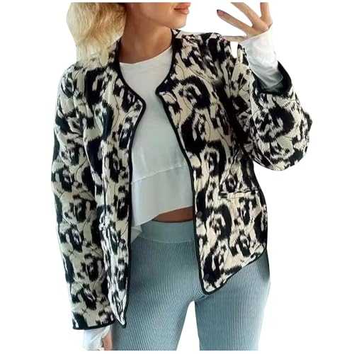 Women's Warm Winter Coats Sale Clearance Short Puffer Down Jackets Lightweight Quilted Coat Floral Print Ladies Cardigan Parkas Jacket Thickened Windproof Outerwear Padded Coat