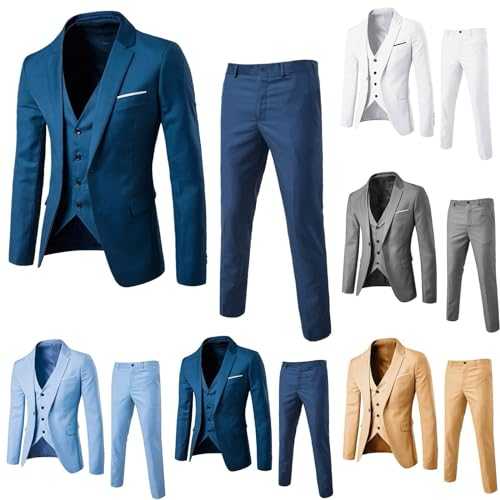 Leisure Suit Men's Cotton Winter Suit Men's Slim Fit 3-Piece Business Jacket Set Wedding Prom Blazer Tuxedo Vest & Trousers Festival Outfit Business Wedding Suit Jacket Vest Trousers