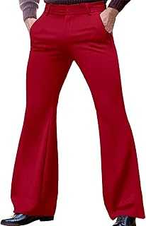 Mens Suit Trousers Vintage 60s 70s Bell Bottom Stretch Fit Classic Comfort Flared Flares Retro Leg Disco Pants