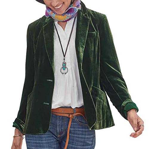 MINTLIMIT Women's Casual Velvet Blazer Notched Lapel Button Front Blazer Jacket Long Sleeve Jacket Coat Blazer