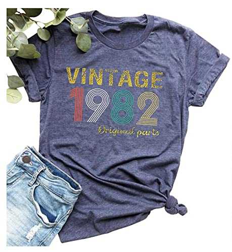 Vintage 1982 Shirt for Women 40th Birthday T Shirt Women 1982 Birthday Gifts Idea Shirts Retro Birthday Party Shirt Tops