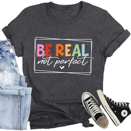 CQF Women Be Kind Shirt Be Real Not Perfect Print T-Shirt Inspirational LGBTQ Pride Tee Tops