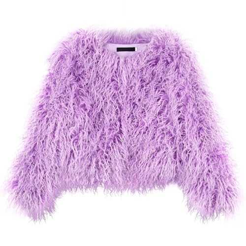 nuosife Women's Faux Fur Coat, Shaggy Jacket Long Sleeve Warm Winter Outerwear