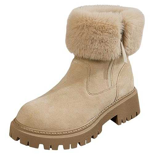 Gsheocm Winter Shoes Women's Boots, Snow Boots, Fuzzy Winter Boots, Warm Lined Winter Boots, Snow Shoes, Block Heel Snow Boots, Winter Boots, Snow Boots, Ankle Boots
