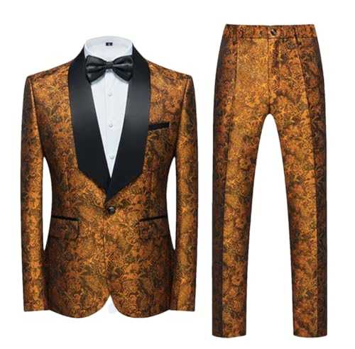 Men's Casual Business Wedding Host Flower Color Suits 3 Pcs Dress Blazers Jacket Pants Vest Coat Set