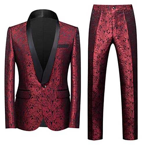 Formal Mens Suit Casual Jacquard Party Suit Pants Two Piece 34 Short Suit