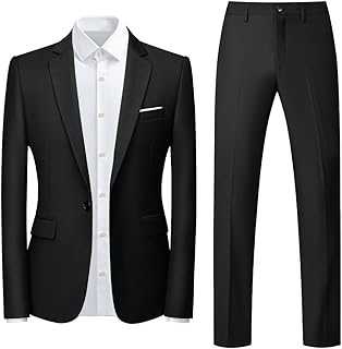 YOUTHUP Mens Suit 2 Piece Slim Fit 1 Button Business Suits Wedding Tuxedo Blazer and Trousers