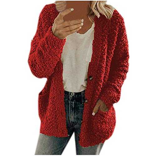 Cocila Ladies Sweatshirts without Hood Women Casual Plus Size Plush Sweater Pockets Outerwear Buttons Cardigan Coat Wool Jacket Women