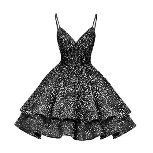 Dymaisei Sequin Homecoming Dresses 2024 Spaghetti Straps Short Prom Dresses Sparkly A Line Cocktail Gowns