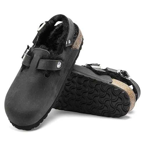 Tokio Shearling - Oiled Nubuck Leather Clog with Cork-Latex Footbed and Ankle Strap
