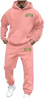 Mens Full Tracksuit Set Plain Athletic Tracksuit Long Sleeves Hooded Top with Joggers Sweatpants Casual Sports Activewear Set Adults Y2K Activewear Sweatsuits Fleece Tracksuit Bottoms Xmas