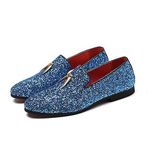 mdtep Men's Tassel Loafers, Leather Sequin Pointed Toe Dress Evening Dress Loafers, Flexible Heel Smoking Slippers Men's formal leather shoes