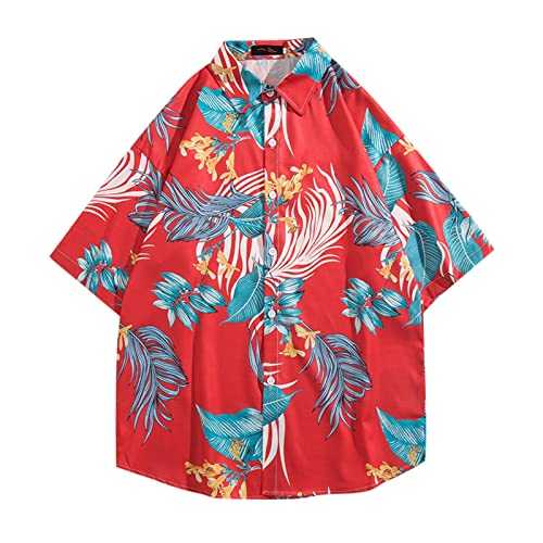 Kmdwqf Hawaiian Shirts for Men,Mens Hawaiian Shirt Retro Shirt Short Sleeve Men's and Women's Beach Shirt Top Sale Clearance Items Under 5 Pounds