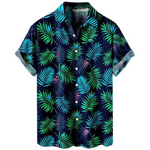 Men's Hawaiian Floral Shirts Casual Button Down V Neck Tops Collared Beach Blouses Relaxed Fit Palm Tree Printed Summer Short Sleeve Holiday Shirt Printed Palmshadow Clothing Hippie Shirts