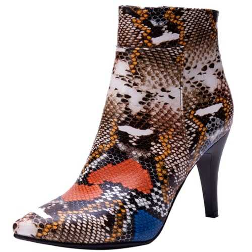 CUTEHEELS Women Stylish Zipper Closure Ankle Boots with Pointed Toe and Stiletto Heel