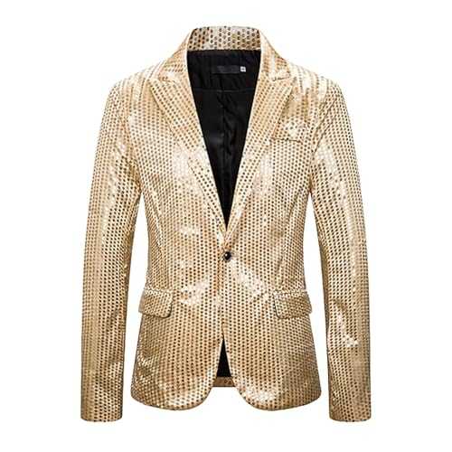 Mens Sequin Blazer Slim Fit Long Sleeve V Neck Wedding Party Sparkly Glitter Suit Jacket Fall Winter Fashion Hip Hop Festival Rave Costume Carnival Outfits 70s Disco Shiny Outcoat