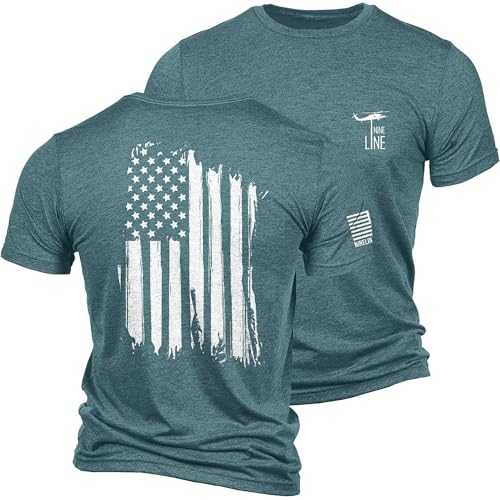 Nine Line American Flag Symbol of Freedom Patriotic T-Shirt - Veteran Company America Stars and Stripes and Dropline Logo