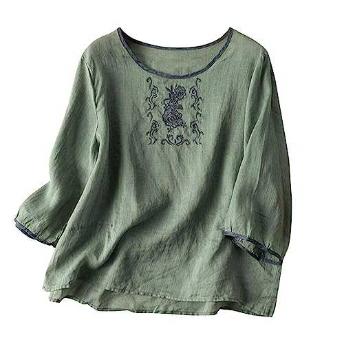Women T-Shirt Tops for Women UK Cotton Linen Floral Printed Tops Fashion Chic Tops Ladies Blouse Round Neck Square Neck T-Shirt Casual Loose Short Sleeve Shirt Summer Tops Sale Clearance