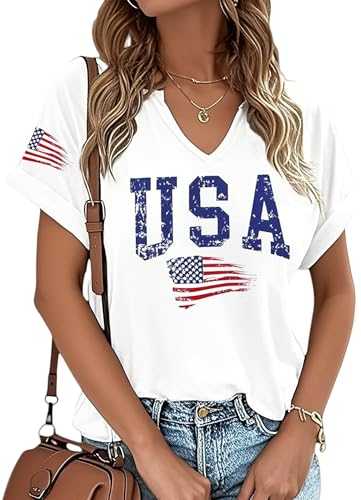 American Flag T-Shirt for Women Patriotic Graphic Tee 4th of July Independence Day Shirt Casual Short Sleeve Tops