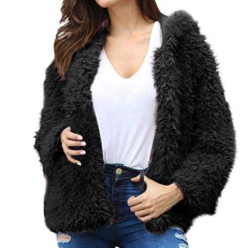LOPILY Ladies Furry Teddy Bear Jacket Women's Winter Plus Size Fur Hooded Coat Faux Fur Solid Color Teddy Fresh Hoodie