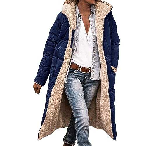 Winter Jackets For Women UK Mid-lenght Down Puffer Coats Ladies Lightweight Waterproof Jackets with Fur Hood Plus Size Slim Trench Coat Long Sleeve Warm Outwear Outdoor Hiking Coat