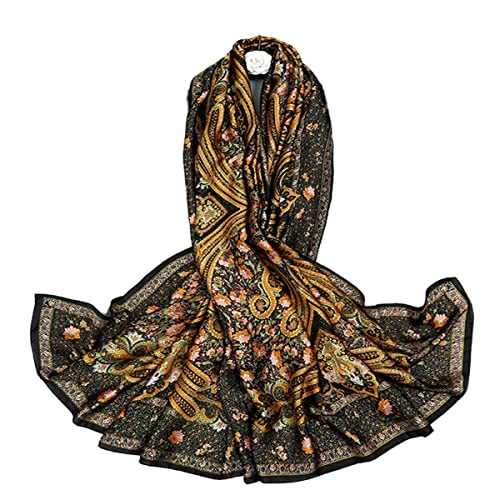 FAIRYGATE Satin Scarf Women Shawl Neckerchief Thin Wrap Ladies Scarves Vintage Colourful Cloth