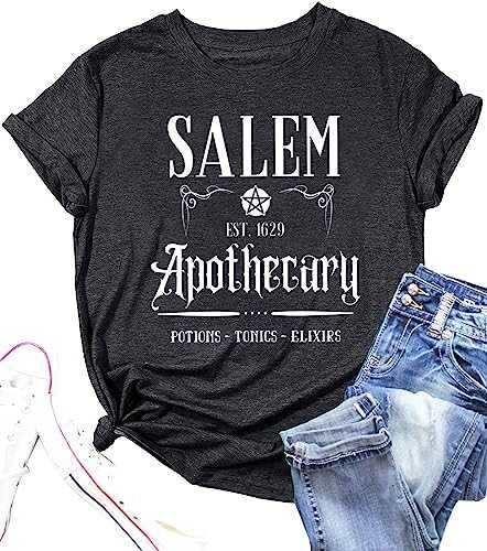 Salem T-Shirt Women Halloween Witch Sisters Shirt Salem Witch Shirt Fall Holiday Tees Casual Short Sleeve Tops