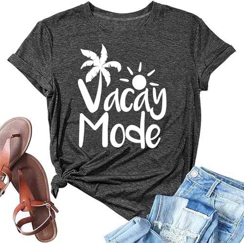Womens Sunshine Beach T Shirt Short Sleeve Summer Graphic Tees Funny Casual Shirt Loose Fit Tee Blouses Tops