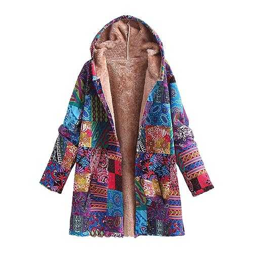 NSICBMNO Long Coats For Women Uk Fleece Lined Jackets Oversized Hoodies Ladies Ethnic Jackets With Pockets Winter Jackets Open Front Cardigans Long Warm Coats Teddy Fleece Coats Boho Jackets