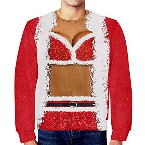 NQyIOS Sweatshirts for Men UK Christmas Reindeer Ugly Full Sleeve Sweatshirt Jumper Funny Printed Sweatshirts Jumpers Sweaters Plain Pullover Sweatshirt Sweater Jumper Top for Men and Women Blank