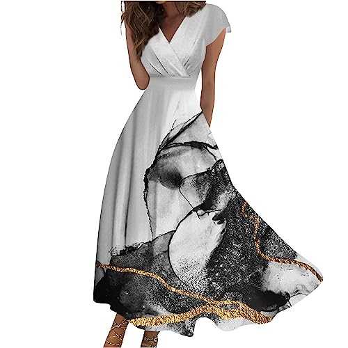Women's Casual Dresses Sleeve V-Neck Wrap Dress Casual Summer Boho Beach Short Dresses Strappy Dresses UK, S-3XL