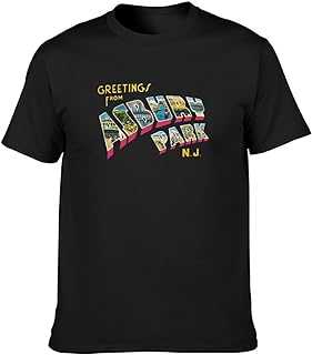 Greetings from Asbury Park N.J. 70S Rock Retro T-Shirt Black Mens Tees