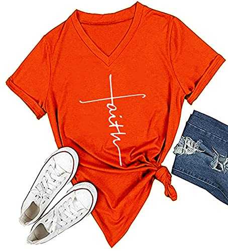 DANVOUY Women's V-Neck Summer Casual Letters Printed Short Sleeves Graphic T-Shirt