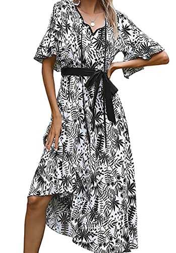 LINBLIL Women's Autumn Winter Elegant Floral Long Sleeve Club Cocktail Evening Maxi Dress