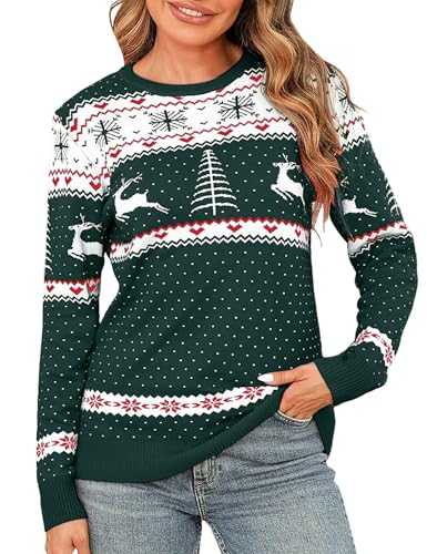 Totatuit Womens Christmas Jumper Funny Graphic Santa Claus Snowman Xmas Sweatshirt Crew Neck Long Sleeve Pullover Tops