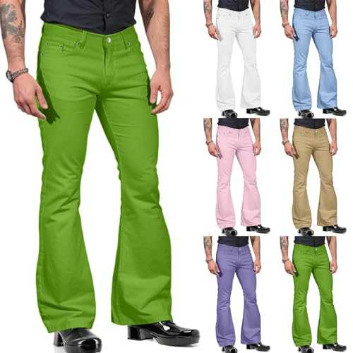Men's Solid Flared Trousers Slim Fit Suit Trousers Men 70s 80s Carnival Disco Outfits Fashionable Hippie Costume Classic Retro Flared Trousers Outdoor Leisure Trousers