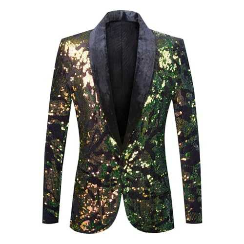 Men's 3 Piece Suits Mens Fashionable Casual Slim Fit Sequin Button Pocket Suit Tuxedo Shawl