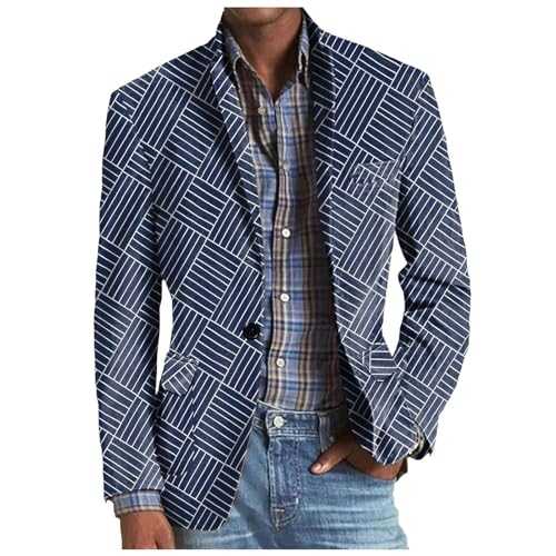 Men's Sporty Vintage Checked Blazer 2024 Slim Fit Elegant Casual Jackets Striped Men Spring Autumn Sweat Jacket Suit Jacket for Business Wedding Leisure